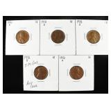 (5) 1931-D LINCOLN WHEAT CENTS AU/UNC