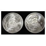 (2) 2025 CHRISTMAS 1 OZ .999 SILVER ROUNDS