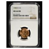 1940-D LINCOLN CENT NGC MS-66 RB