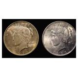 1922 & 1923 PEACE DOLLARS BU COLOR