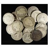 (20) 90% SILVER BARBER HALF DOLLARS