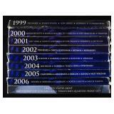 1999-2009 QUARTER PROOF SETS, NO 2007 & 2008
