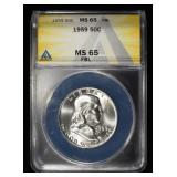 1959 FRANKLIN HALF DOLLAR ANACS MS65 FBL