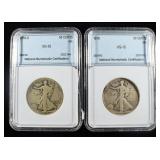 1918-D & 1919 WALKING LIBERTY HALVES NNC VG