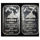 (2) 1 OZ .999 SILVER BARS