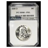 1959-D FRANKLIN HALF DOLLAR PCI SUPERB GEM BU FBL