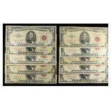 (10) $5 RED SEAL NOTES