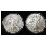 (2) 2019 AMERICAN SILVER EAGLES