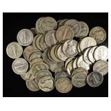 (50) 90% SILVER MERCURY DIMES
