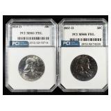 1957-D & 1985-D FRANKLIN HALF DOLLARS PCI