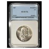 1957 FRANKLIN HALF DOLLAR NNC SUPERB GEM BU FBL