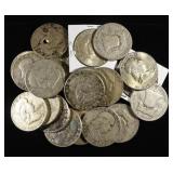 (20) 90% SILVER FRANKLIN HALF DOLLARS