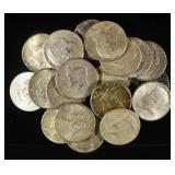 (20) 90% SILVER KENNEDY HALF DOLLARS