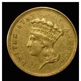 1854 $3 GOLD XF