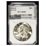 1974-S EISENHOWER DOLLAR SILVER PCI SUPERB GEM+ BU
