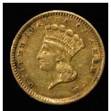 1857 $1 TYPE-3 GOLD XF