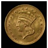 1874 $1 TYPE-3 GOLD AU/BU