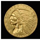 1929 $2.5 GOLD INDIAN AU