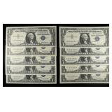 (10) $1 SILVER CERTIFICATES CU
