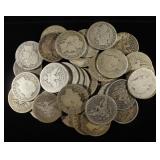 (40) 90% SILVER BARBER QUARTERS