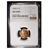 1949-D LINCOLN CENT NGC MS-66 RD