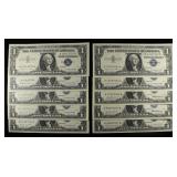 (10) $1 SILVER CERTIFICATES CU