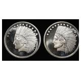 (2) 1 OZ .999 SILVER ROUNDS