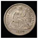 1882 SEATED LIBERTY DIME AU/BU