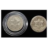 1851-O & 1852 3-CENT SILVER G/VG