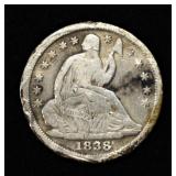1838 SEATED LIBERTY HALF DIME FINE
