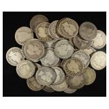 (40) 90% SILVER BARBER QUARTERS