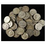 (50) 90% SILVER MERCURY DIMES
