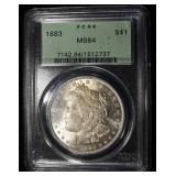 1883 MORGAN DOLLAR PCGS MS-64 OGH
