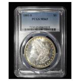 1881-S MORGAN DOLLAR PCGS MS 65