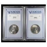 (2) 1922 PEACE DOLLAR AACGS BU