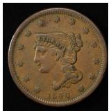 1840 BRAIDED HAIR LARGE CENT XF