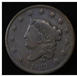 1829 CORONET HEAD LARGE CENT VF