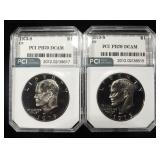 (2)1973-S CN EISENHOWER $1 PCI PERFECT GEM PROOF
