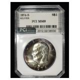 1974-S EISENHOWER DOLLAR SILVER PCI SUPERB GEM+ BU