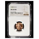 1949-D LINCOLN WHEAT CENT NGC MS66 RD