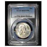 1950-D FRANKLIN HALF DOLLAR PCGS MS-62 FBL