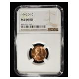 1940-D LINCOLN CENT NGC MS-66 RD