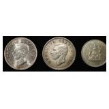 (3) 80% SILVER FOREIGN COINS