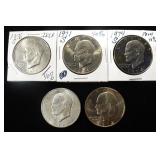 (5) 40% SILVER EISENHOWER DOLLARS