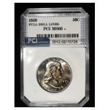 1959 FRANKLIN HALF PCI SUPERB GEM BU FBL