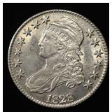 1828 BUST HALF DOLLAR AU/BU