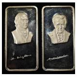 (2) 1 OZ .999 SILVER PRESIDENT BARS