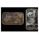 (2) 1 OZ .999 SILVERTOWNE BARS