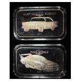 (2) 1 OZ .999 SILVER FORD BARS