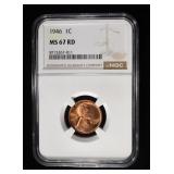 1946 LINCOLN CENT NGC MS-67 RD